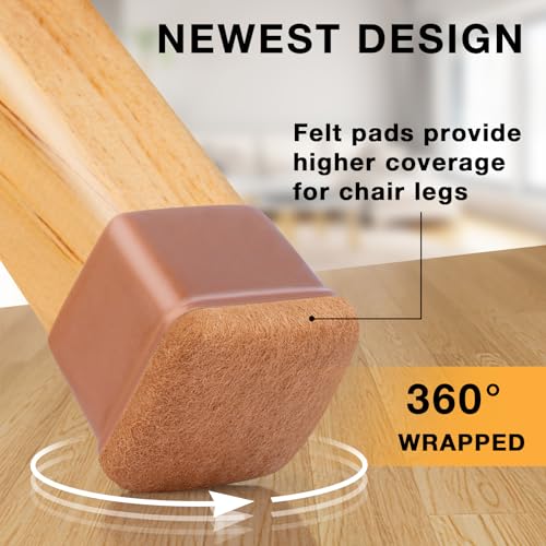 24-Pcs Extra Large Square Silicone Chair Leg Floor Protectors - size: XL - 24 Pcs - Brown