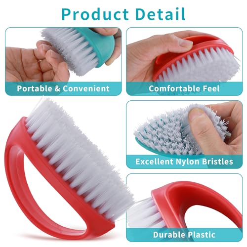 Amaxiu Hand Nail Brushes, 2pcs Grip Clean Heavy Duty Nail Brushes for Cleaning Fingernails Nylon Firm Stiff Bristles Deep Clean Scrubber for Mechanics Gardeners Hand Under Nails Toes(Red, Blue) | Nylon Firm Stiff Bristles Deep Clean Scrubber for Mechanics
