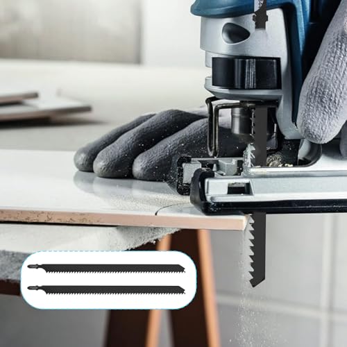 2PCS T1044DP Jigsaw Blades for Wood Contractor 10 in Jig Saw Blades Set 6 TPI Precision for Quick Cutting Wood, Hardwood, Plywood, Plastic, Metal, Black