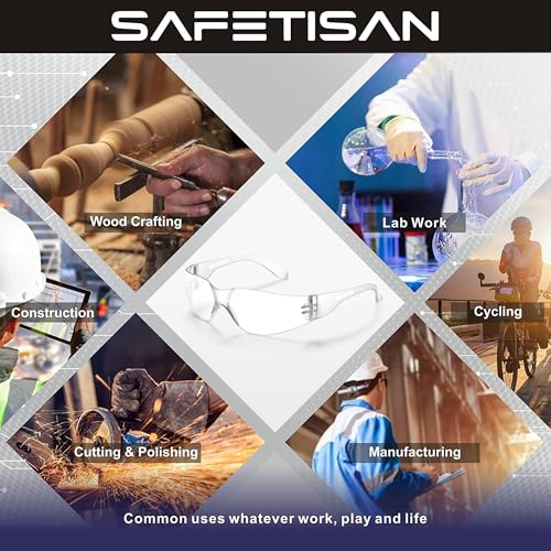 Clear Safety Glasses for Men Bulk of 24, Crystal Safety Goggles, Scratch Impact Resistant Meets ANSI Z87.1 Standard, Protective Eyewear Polycarbonate for Construction, Shooting, Lab Work - color: 24pk-clear