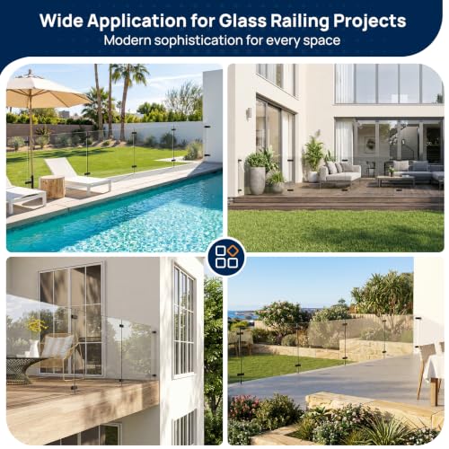 10Pack Black Railing Wall to Glass Clamp, F-Shape Glass Railing Clip - size: 10 Pack, style: F Shape
