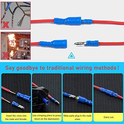 Hilitchi 440Pcs 22-16/16-14/12-10 Gauge Electrical Insulated Ring Bullet Butt Spade Fork Splice Crimp Wire Terminals Connectors Assorted Kit