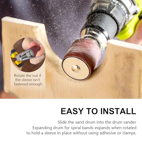 2”Long Sanding Drums and Sleeves Set with 1/4”Shank for Drill or Drill Press, Sanding Drum Kit for Sanding Smoothing Shaping Polishing Fiberglass Wood Metals, 60,80,120 Grit-16pack - size: Length: 2'' (sanding drums & sleeves)