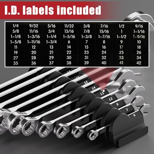 DEHOYI 48 pcs Modular Wrench Organizers for Tool Drawers - Wrench Rack with Metric&SAE Labels, Perfect Tool Storage Holder. Gift for father, brother and boyfriend (Black without Magnet) - style: No-Magnet(48 pcs Black)