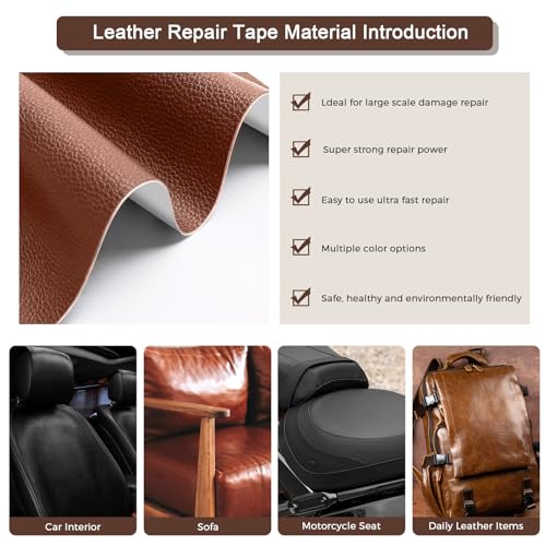 JDLUGH Leather Repair Patch Tape, Leather Repair kit 15x60 Inch, Brown - color: Brown, size: 15x60 Inch