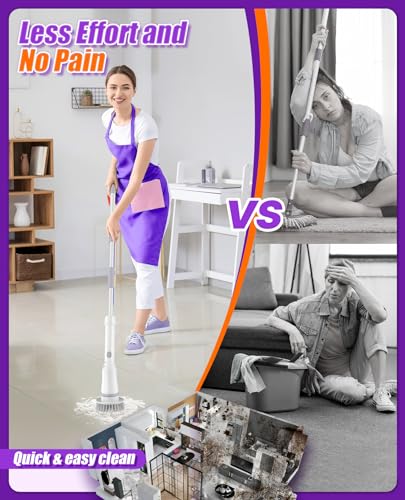 6-in-1 Cordless Electric Spin Scrubber with Long Handle - size: 6heads