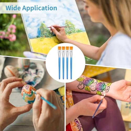 60 PCS 1 inch Flat Paint Brushes for Acrylic Painting - Watercolor Nylon Brushes, Bulk Paintbrushes with Comfortable Wooden Handle, Large Paint Brush for Painting, DIY Projects, Art Classes, Face Art