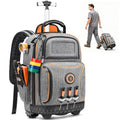 Rolling Tool Backpack with Wheels, 16" Heavy Duty Tool Bag with Molded Base - color: Grey