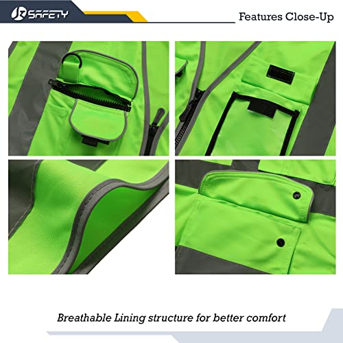 JKSafety Safety Vest for Men Women Reflective Hi Vis JK150 Green M - color: Green, size: Medium