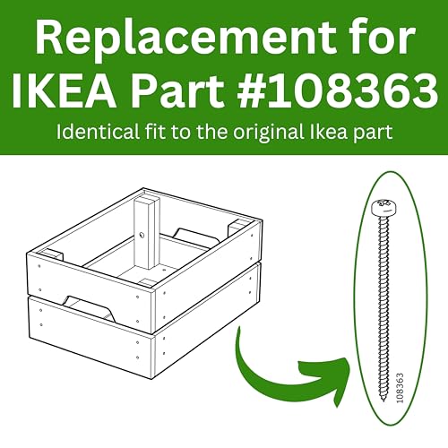 Spare Hardware Parts Replacement for IKEA Furniture Screw Chipboard Flat TRX Screw - Part #108363 | Chipboard Screw M4.0-1.8×50 Full Thread with PZD2 Recess | Pack of 10 - size: 108363