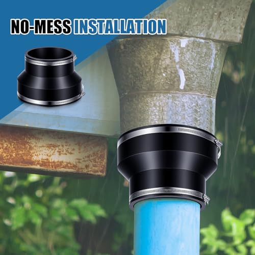 2 Pack 8" to 6" Flexible Rubber Reducer Coupling with Clamps