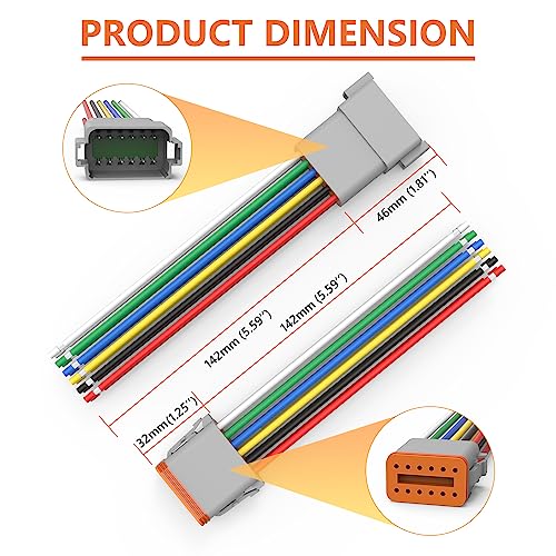 Deutsch DT 12 Pin Connector 1 Set - 12 Way DT Automotive Waterproof Male Female Plug Wiring Harness for Car, Truck, Boats, LED Work Light, 16 AWG. (1 Set 12 Pin, Grey) - size: 12-pin