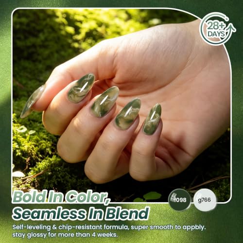 Beetles Green Gel Polish Set, Forest Spectrum 5 Colors with Blooming Gel - color: A - Green Multicolor | Forest Spectrum