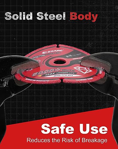 EZARC Diamond Cutting Wheel 3 x 3/8 Inch for Metal, Cut Off Wheel with 5000+ Cuts on Rebar, Steel, Iron and INOX - style: 3 x 3/8 Inch