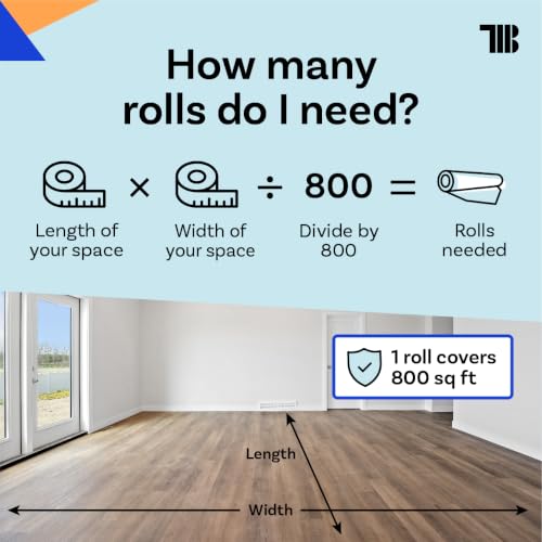 TapeManBlue Floor Protection Film, 48" x 200', Made in USA, Blue Self Adhesive Floor Protector Tape for Moving, Painting and Construction, Temporary Covering to Shield Hardwood, Tile, Hard Surfaces