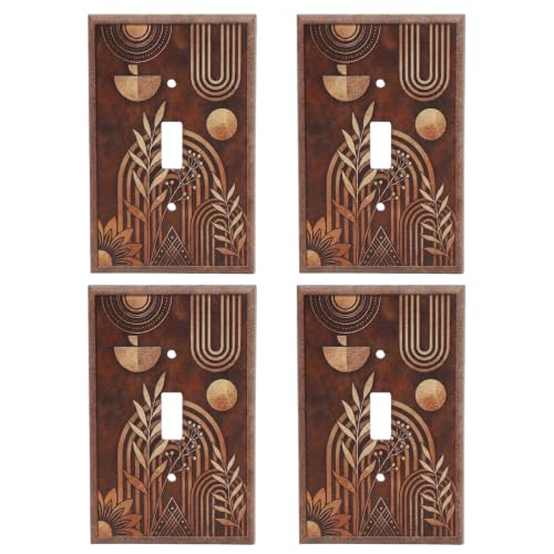 Wooden Boho Switch Cover, 4 Pack Outlet Plates - color: Boho Wooden