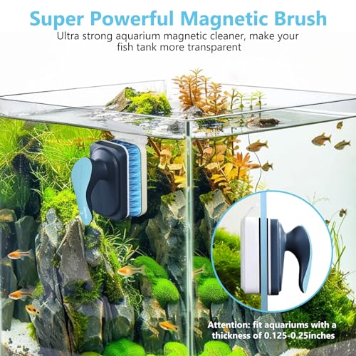 fishkeeper Aquarium Magnetic Glass Cleaner, Fish Tank Algae Cleaning Tool - size: S for Glass Thickness：1/8"-1/4"