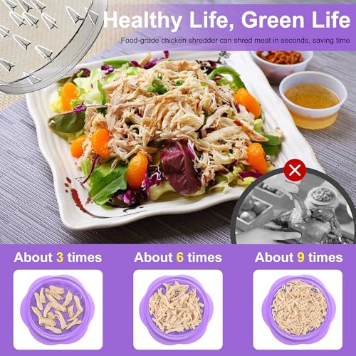Chicken Shredder Tool Twist Large Meat Shredder with Brush&Fork, Purple - color: Purple