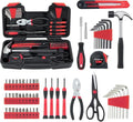 MARTCOLOR 58-Piece Household Tool Set, Red Hand Kit with Storage Case - color: Red