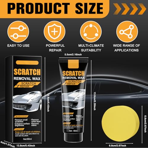 2 PCS Car Scratch Removal Wax, 2025 Upgraded Scratch Remover for Vehicles, Car Polishing Wax, CarScratch Remover Kit with Sponge, Scratch Remover for Vehicles Deep Scratches