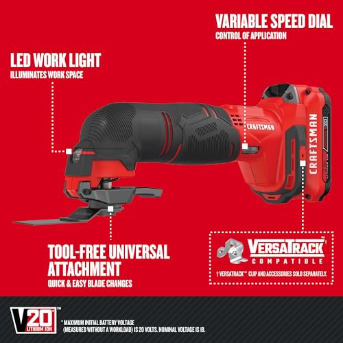 CRAFTSMAN V20 Cordless 6-Tool Combo Kit With Two 2.0 Ah Batteries and Charger (CMCK601D2)