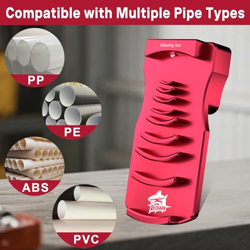 9-in-1 Inner & Outer PVC Pipe Deburring Tool Kit,Chamfers PVC Chamfer Tool - color: Red Plus