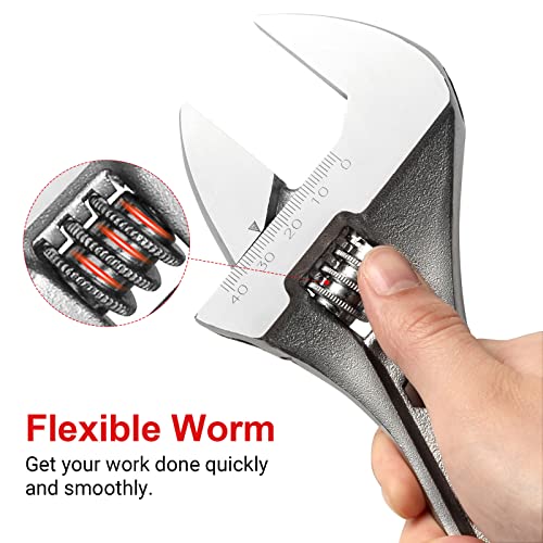 Jetech 12 Inch Adjustable Wrench with Softgrip Handle, Professional Shifter Spanner, Wide Caliber Opening, Chrome Vanadium Steel, Rust-Resistant Finish, Heavy-Duty - size: 12 Inch