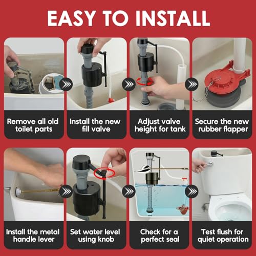 Universal Toilet Flush Valve Replacement Kit, Inside Tank Repair Kit - color: RED 1