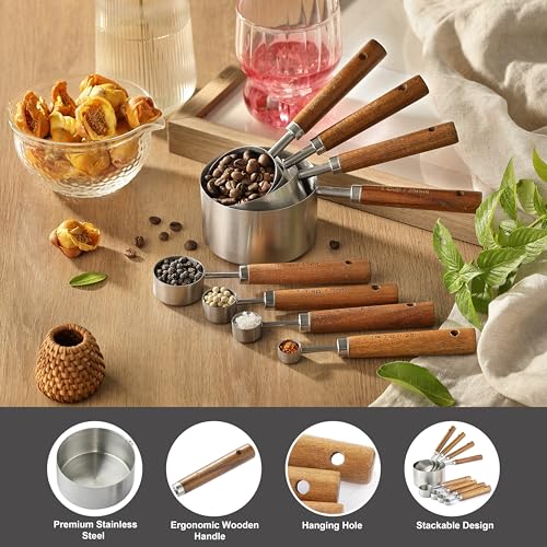 Stainless Steel Metal Measuring Cups and Spoons Set, 8 Pack