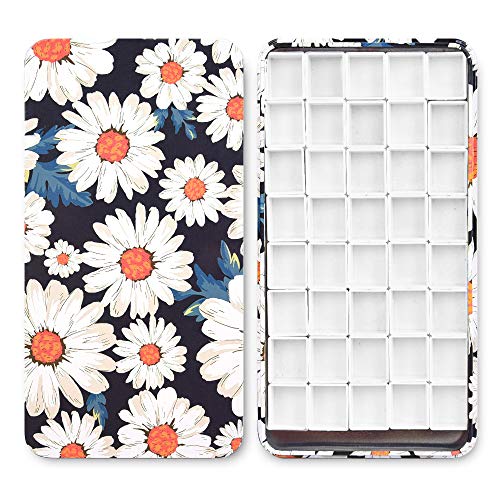 qianshan 40Pcs Empty Half Pans Watercolor Tin Palette with Magnetic Stripe - color: Daisy