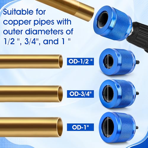 Copper Pipe Cleaner for Drill Set, 1/2", 3/4", 1" Plumbing Tool Kit