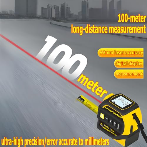 4-in-1 Laser Digital Measuring Tape & 80m/262ft Laser Distance Meter - color: Yellow, size: Laser 262 ft