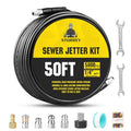 Pressure Washer Drain Jetter – Sewer Jetter Kit for Pressure Washer 50ft 1/4 Inch NPT Hose Nozzles and Adapter 5800PSI Clears Clogs in Pipes & Sewer Lines - size: 50FT X1/4in