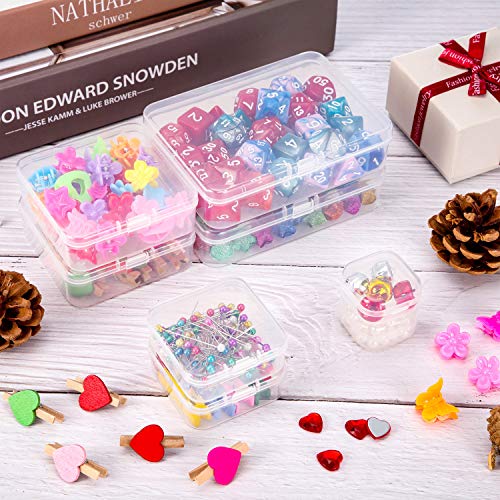 SATINIOR 24 Packs Small Clear Plastic Beads Storage Containers Box with Hinged Lid for Storage of Small Items, Crafts, Jewelry, Hardware (3.5 x 2.4 x1.2 in) - size: 3.5 x 2.4 x1.2 in