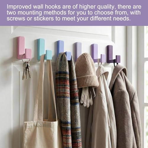 Teenyyou 6 Pcs Cute Kids Wall Hooks Adhesive for Backpack Purple - color: Purple