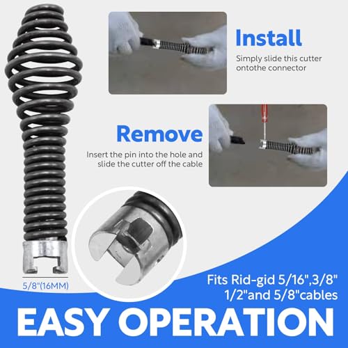 10-Piece Drain Snake Drill Attachment Kit，Drain Auger Cutter Kit,Compatible with K-400,C-4,C-6,C-7,C-8,and C-9 Models， Includes 4 Cutters and 5 Spirals