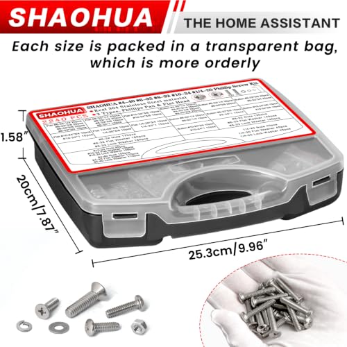 Phillips Pan & Flat Head Machine Screws Assortment Kit, 2242Pcs - size: N. #4-40#6-32#8-32#10-24#1/4-20