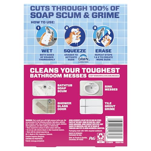 Mr. Clean Magic Eraser Sponge, Bathroom Cleaner, Shower Cleaner, Tub Cleaner, Soap Scum Remover, Bathroom Cleaning Supplies, Dawn Cleaning Power with Febreze Lavender Scent, 5ct - size: 5 Count (Pack of 1)