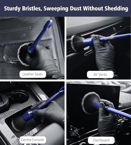 YeewayVeh 3PCS Car Detailing Brush Set, Ultra Soft, Indigo/Black - color: Indigo/Black