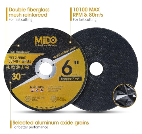 30 Pack Cut Off Wheels 6 Inch Cutting Wheel 6" x.040 x7/8" Metal&Stainless Steel Cutting Disc Fit for Angle Grinder - style: 30PCS 6Inch Cut Off Wheels