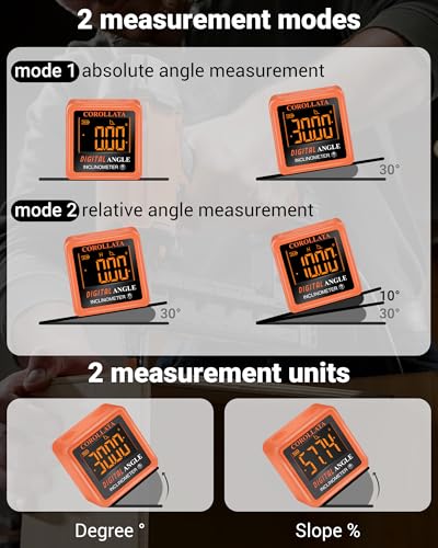 Mini Digital Angle Finder & Inclinometer, Magnetic Torpedo Level - color: Tangerine