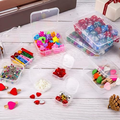 SATINIOR 24 Packs Small Clear Plastic Beads Storage Containers Box with Hinged Lid for Storage of Small Items, Crafts, Jewelry, Hardware (2.9 x 2.9 x 1 in) - size: 2.9 x 2.9 x 1 in