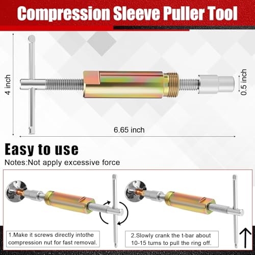 5 Pcs Angle Stop Wrench Kit Plumbing Tool, Compression Sleeve Puller for 1/2" Compression Fittings, Ferrule Puller Removal Tool for 1/2" Copper Tubing Nut, 4-way Multi-functional Utility Key - color: Red