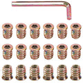 Glarks 50Pcs 1/4"-20x15mm Threaded Inserts Nuts Zinc Plated Carbon Steel Hex Socket Drive Furniture Flanged Screw-in Nut with M6 Hex Wrench for Wood Furniture (1/4"-20 x 15mm) - size: 1/4"-20 x 15mm