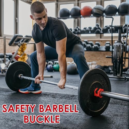 4 Pack Barbell Clamps Collars, 2" Quick Release Weight Clips Fit Olympic Barbell, Heavy Duty Locking Bar Clips for Weightlifting Workout Training Gym Athletes Fitness Enthusiasts (2 Black 2 Red)