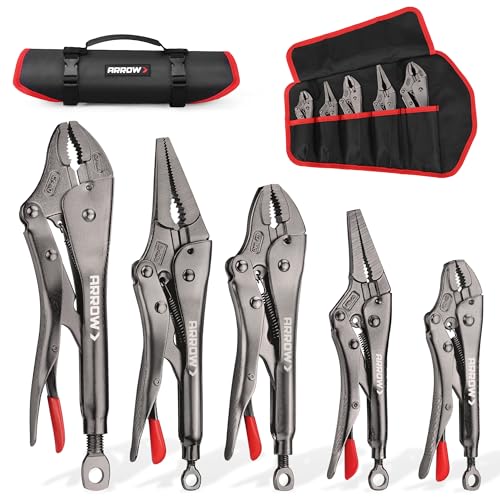 ARROW 5-piece Locking Pliers Set, Chromium-Molybdenum Vice Grips - style: 5-piece