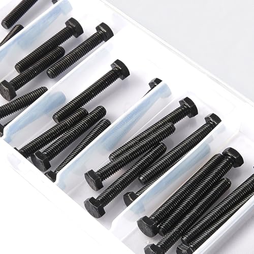 M6 x 40mm 45mm 50mm 55mm 60mm Hex Bolts, Hexagon Head Screw, 8.8 Grade Alloy Steel, Black Oxide Finish, Metric Full Machine Thread, Assortment Kit 25PCS - size: M6 x 40-60 mm(25PCS)