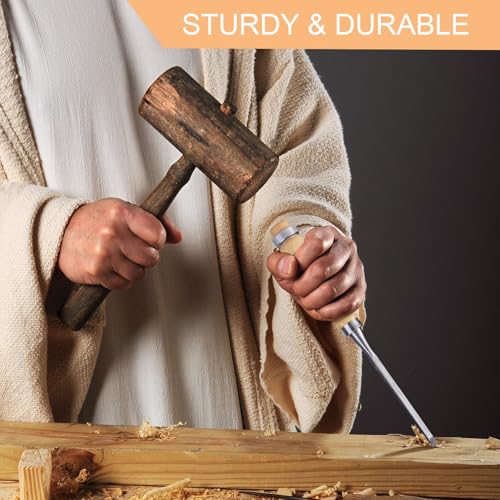 4Pcs Carbon Steel Wood Chisel Set, Beveled Blades with Guards, Wood Handle Woodworking DIY Tools (1/4", 1/2", 3/4", 1")