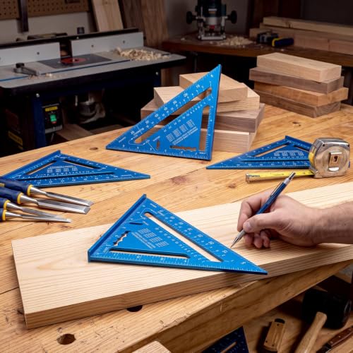 4 Pcs Aluminum Rafter Square Set Alloy Metal Carpenter Triangle Ruler Measuring Layout Tool for Woodworking Carpentry DIY Projects Imperial (7 Inch) - size: 7 Inch