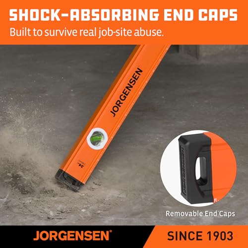 JORGENSEN 24" Magnetic LED Box Level, 45°/90°/180° Spirit 2' Leveler Tool - size: 24 inch